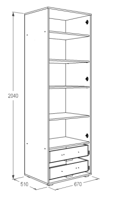 Шкаф 2-х дверный для белья "Омега 16"