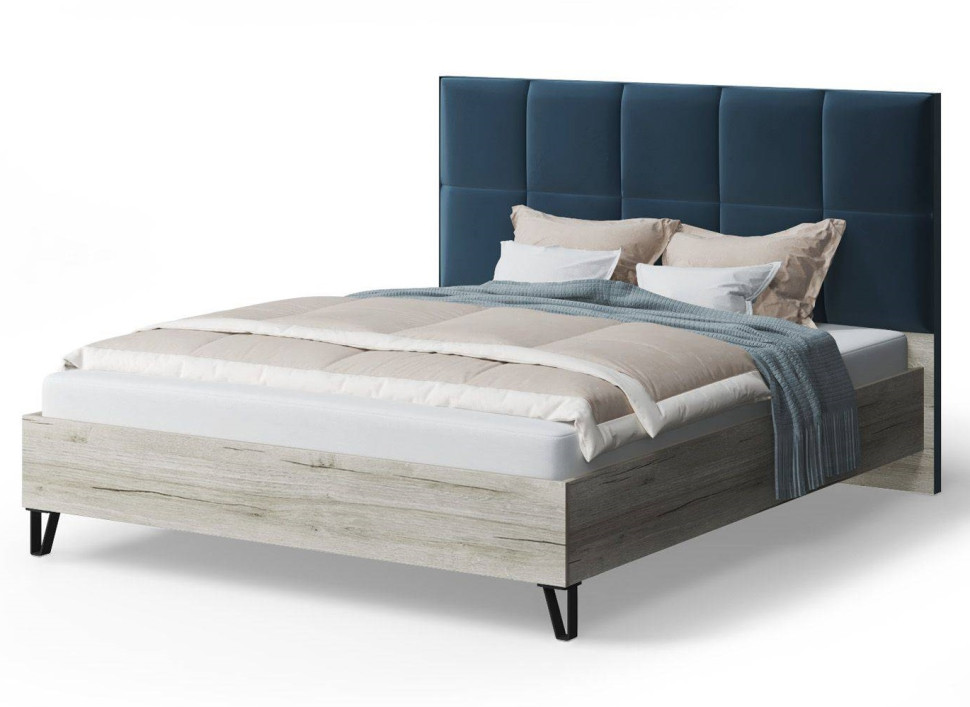 Кровать Вита с мягким изголовьем, 1600*2000 мм, синий
