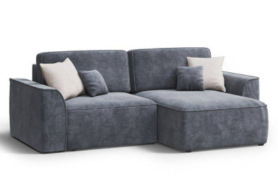 Угловой диван Поло плюс темно-серый с подлокотниками велюр Бренди лайт 28