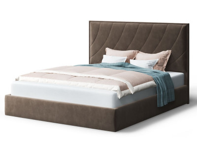 Кровать СОФИЯ 2000*1600мм (без опор), велюр Бренди лайт 29 (коричневый), (б/основания, б/матраса)
