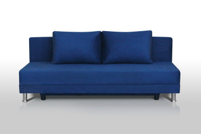 Диван синий Комфорт без подлокотников 2 подушки микровелюр