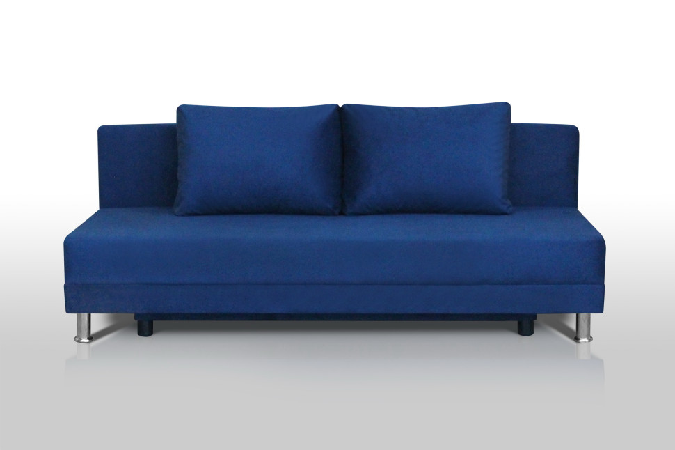 Диван синий Комфорт без подлокотников 2 подушки микровелюр