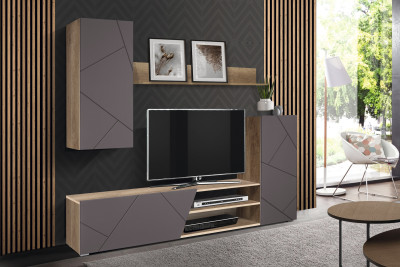 Стенка Прага 6 дуб каньон/софт грей