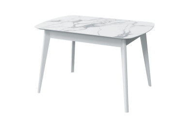 Стол обеденный Прайм, мрамор белый/белый