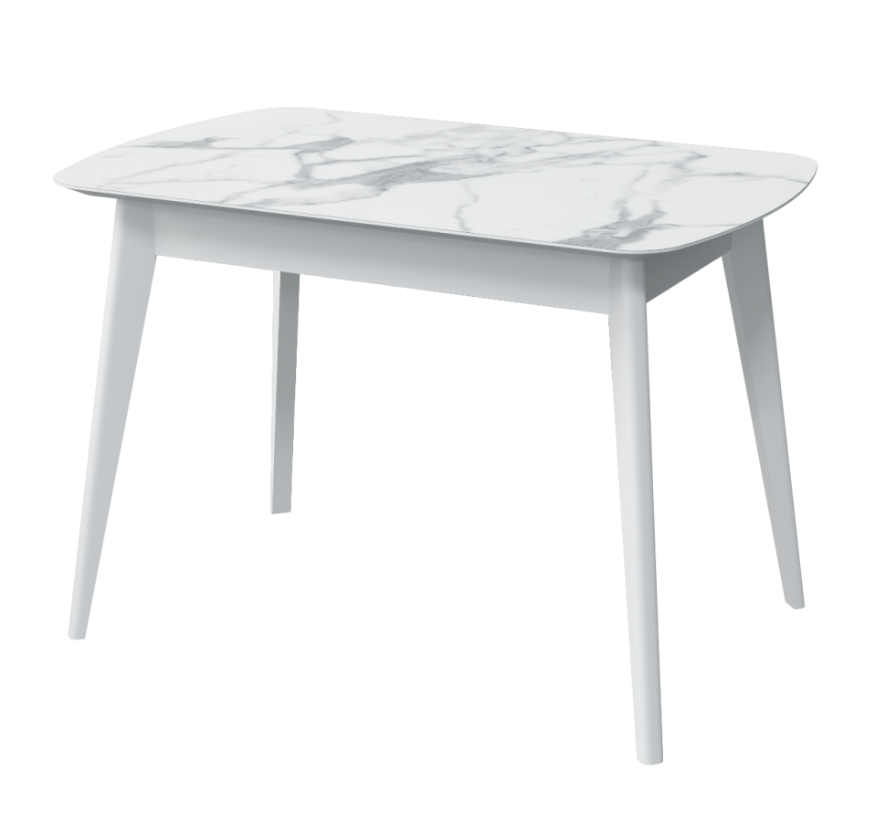 Стол обеденный Прайм 1200мм мрамор белый/белый