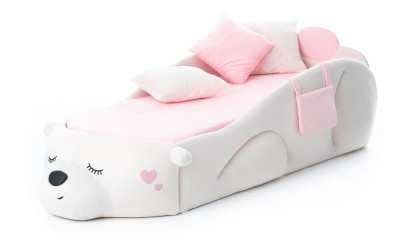 Кровать детская Мишка Masha белый-розовый
