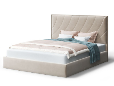 Кровать СОФИЯ 2000*1800мм (без опор), велюр Бренди лайт 03 (бежевый), (б/основания, б/матраса)