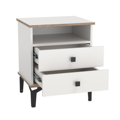 Тумба прикроватная Либерти 51.17 (опора метал. h=150мм) белый/дуб каньон