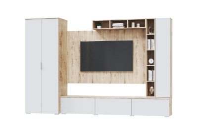 Гостиная Сканди, набор ББ-10, дуб бунрати/белый