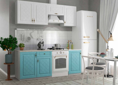 Кухонный гарнитур Гранд №КЗ-1 корпус серый/фасады крем-зеленый без столешницы 2,1м