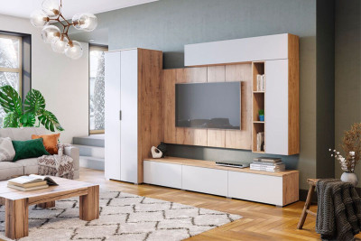 Гостиная Сканди, набор ББ-2, дуб бунрати/белый