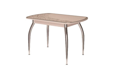 Стол овальный Бостон Светлый, 900*600 мм, фотопечать/ хром триумф