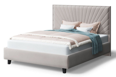 Кровать ЛЕОНА велюр NEO 02 бежевый (на опорах, б/основания, б/матраса)