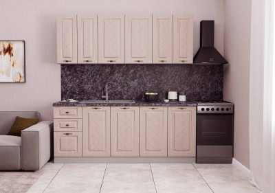 Кухонный гарнитур Гранд №КК-2 корпус серый/фасады крем без столешницы 2м