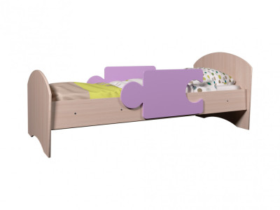 Детская кровать Мозаика, белый + синий ( с бортиками)