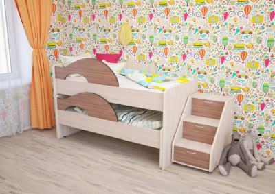 Кровать детская с ящиком Матрешка Ясень Шимо