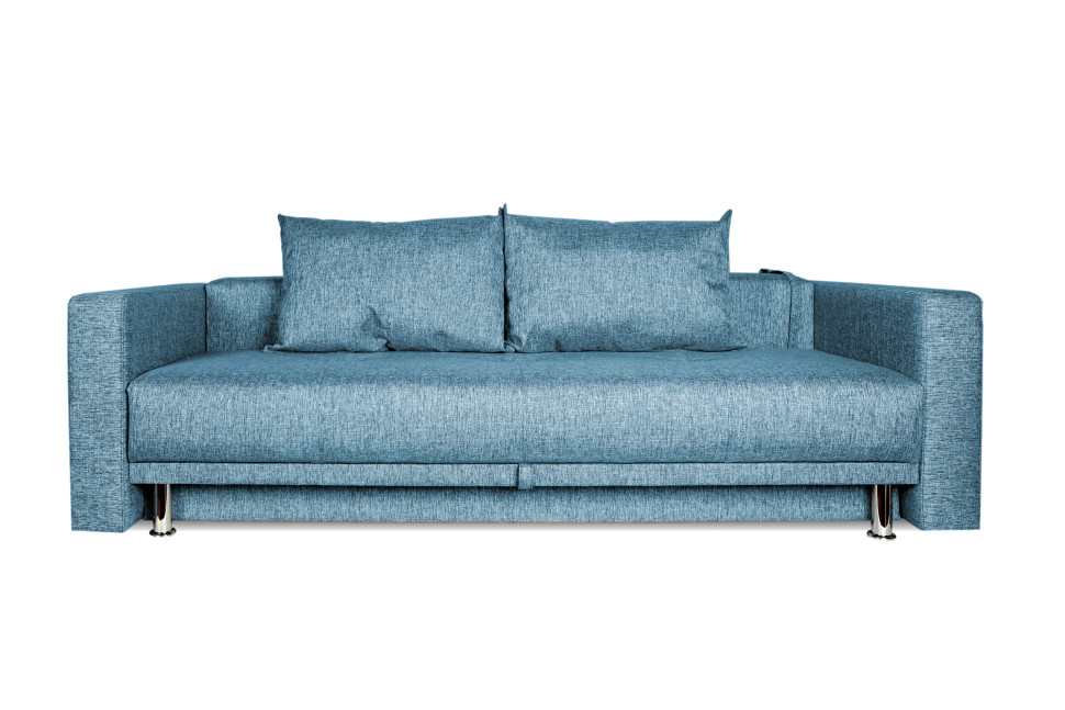 Диван серо-голубой с подлокотниками Некст