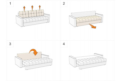 Диван серо-голубой с подлокотниками Некст