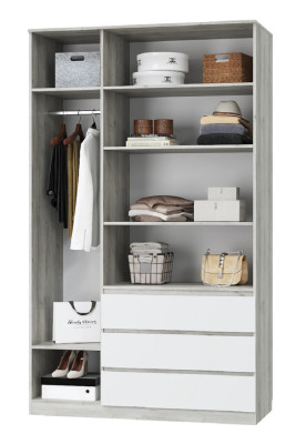 Шкаф трехдверный Лори 1360 мм дуб серый/белый