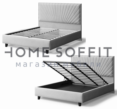 Кровать ЛЕОНА велюр NEO 25 серый (на опорах, б/основания, б/матраса)