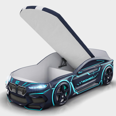 Кровать-машина Romeo-М Neon с матрасом и ящиком для белья