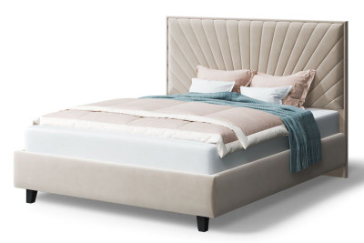 Кровать ЛЕОНА велюр Бренди лайт 03 бежевый (на опорах, б/основания, б/матраса)