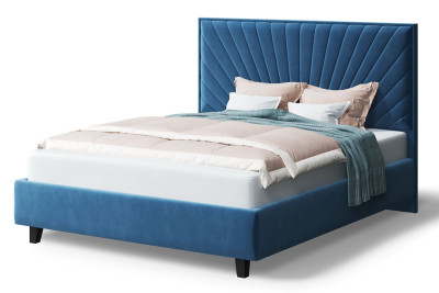 Кровать ЛЕОНА велюр Бренди лайт 08 синий (на опорах, б/основания, б/матраса)