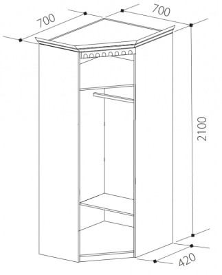 Шкаф угловой для одежды Визит-15 коричневый