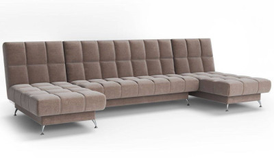 Диван Финка-2 п-образный без подлокотников велюр бежевый