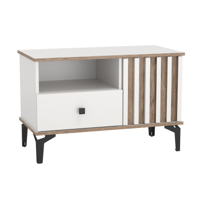 Тумба под ТВ 51.07 Либерти (опора метал. h=150мм) белый/дуб каньон