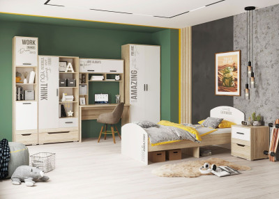 Тумба Джуниор, дуб сонома/ дуб сонома, белый