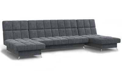 Диван Финка-2 п-образный без подлокотников велюр серый