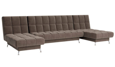 Диван Финка-2 п-образный без подлокотников велюр шоколадный