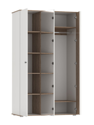 Шкаф для одежды 51.14 Либерти 3-х дв. (опора h=20мм) белый/дуб каньон