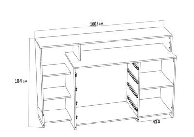 Комод Ангара 4 ящика 1 шкаф с полками
