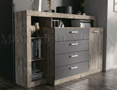 Комод Ангара 4 ящика 1 шкаф с полками