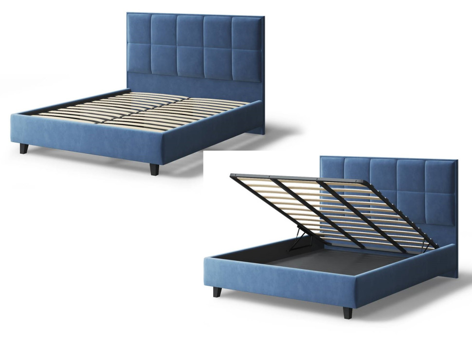 Кровать Велла 1200*2000 мм, на опорах, синий