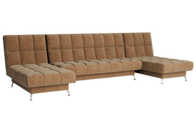 Диван Финка-2 п-образный без подлокотников велюр горчичный