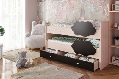 Кровать выкатная Соник, венге с бортиками 