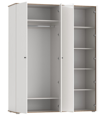 Шкаф для одежды 51.15 Либерти 4-х дв. (опора h=20мм) белый/дуб каньон