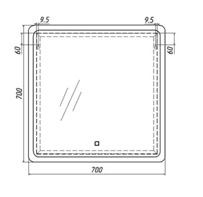 Зеркало Dream 70 alum с подсветкой Sansa