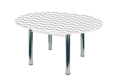 Стол круглый Бостон раздвижной, фотопечать Геометрия/белый/хром брифинг