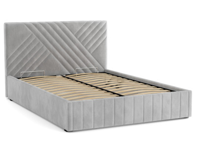 Кровать Гамма 1600 с подъемным мех. велюр серый