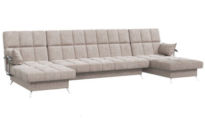 Диван Финка-2 п-образный с подлокотниками велюр светло бежевый