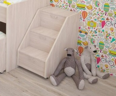 Кровать выкатная Соник, ясень шимо с бортиками