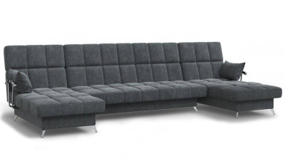 Диван Финка-2 п-образный с подлокотниками велюр графит