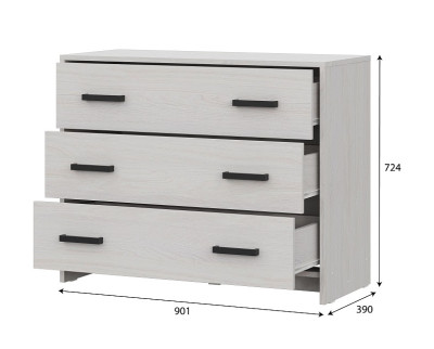 Комод 3 ящика Серия2 МСП1 Ясень Анкор Светлый