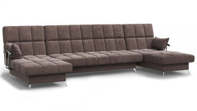 Диван Финка-2 п-образный с подлокотниками велюр коричневый