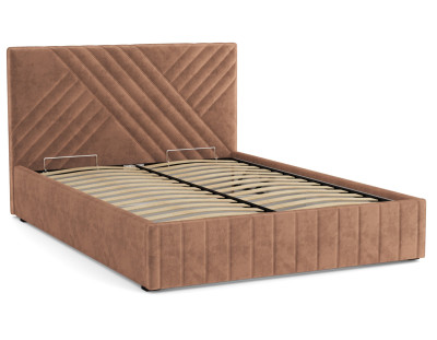 Кровать Гамма 1600 с подъемным мех. велюр корица