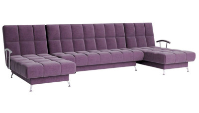 Диван Финка-2 п-образный с подлокотниками велюр фиолетовый